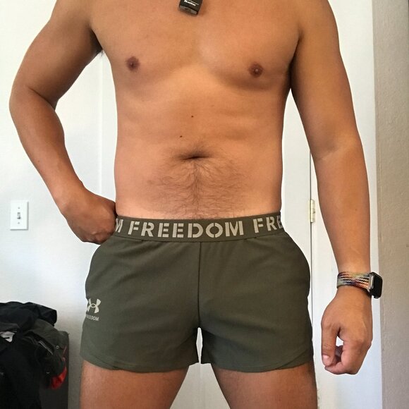 Under Armour Freedom OG Green Running Shorts - Picture 4 of 5